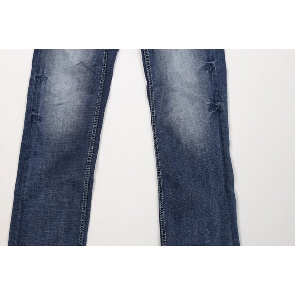 Buckle BKE Mens 28x34 Faded Thick Stitch Stretch Jake Bootcut Denim Jeans Blue - Picture 4 of 14